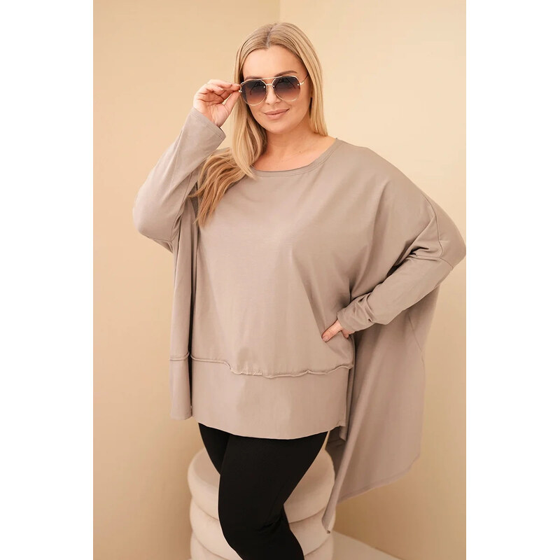 K-Fashion Dámská tunika Plus Size z bavlny s asymetrickým spodním 111244928