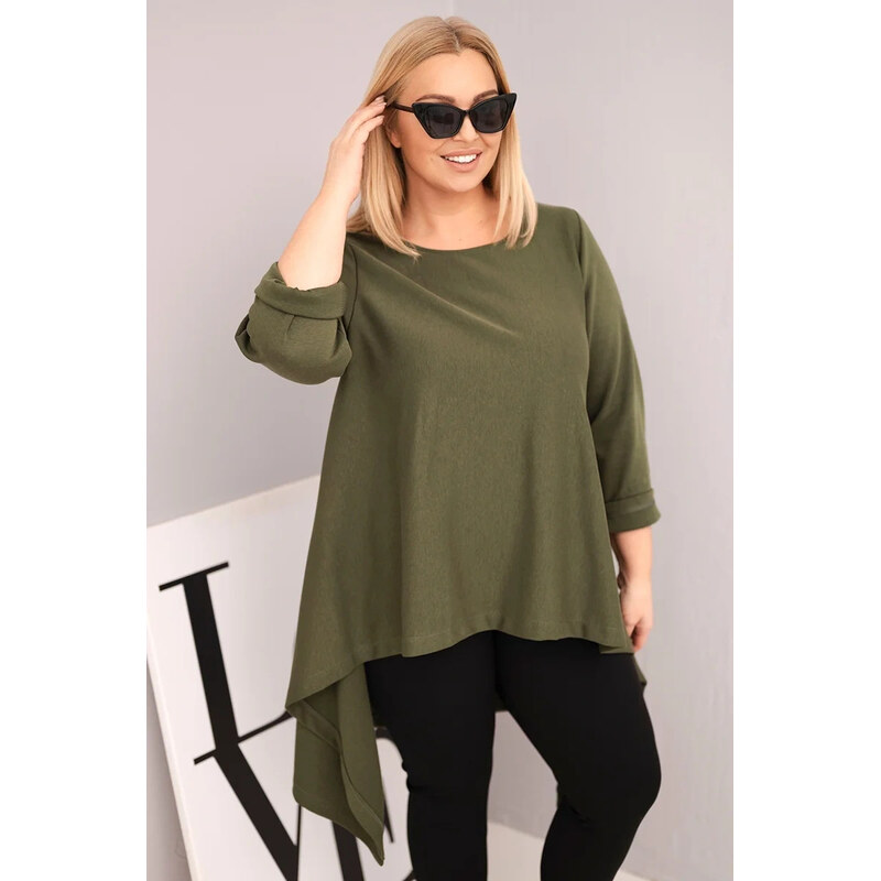 K-Fashion Dámská tunika Plus Size bavlněná s asymetrickým střihem 111244948