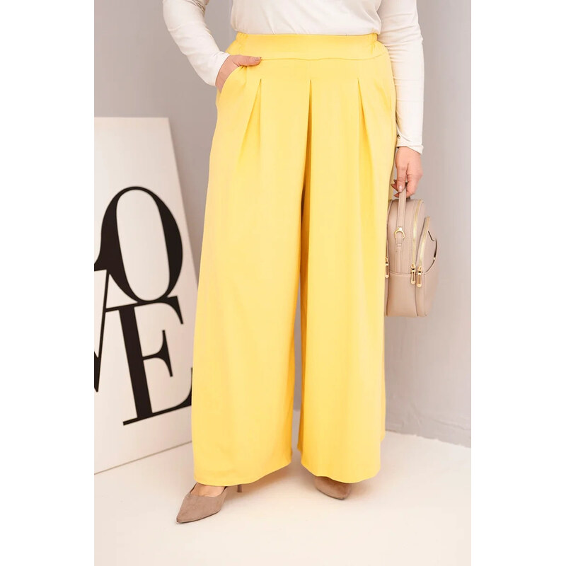 K-Fashion Dámské bavlněné kalhoty Plus Size s širokým střihem a