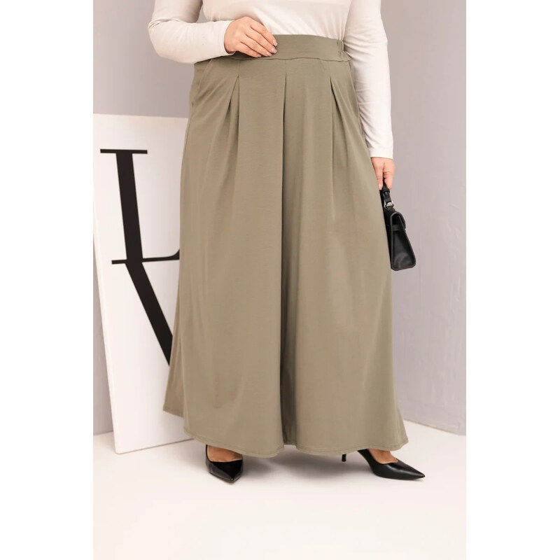 K-Fashion Dámské bavlněné kalhoty Plus Size s širokými