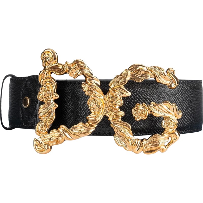 DOLCE & GABBANA 3D Gold Logo Black pásek 111286808
