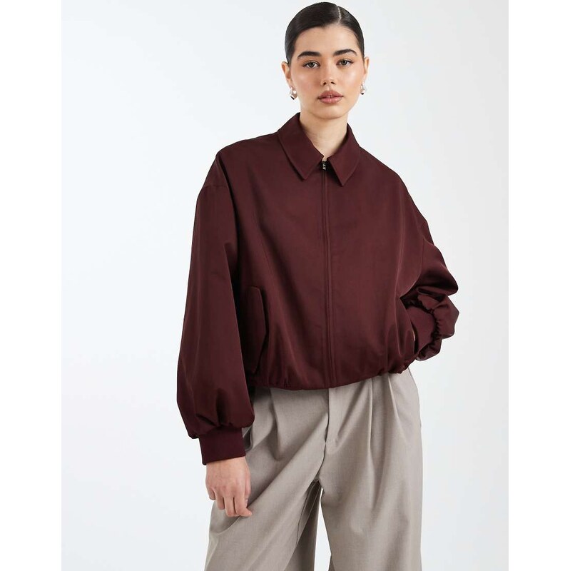 ASOS DESIGN oversized bomber jacket in plum-Red 115520188