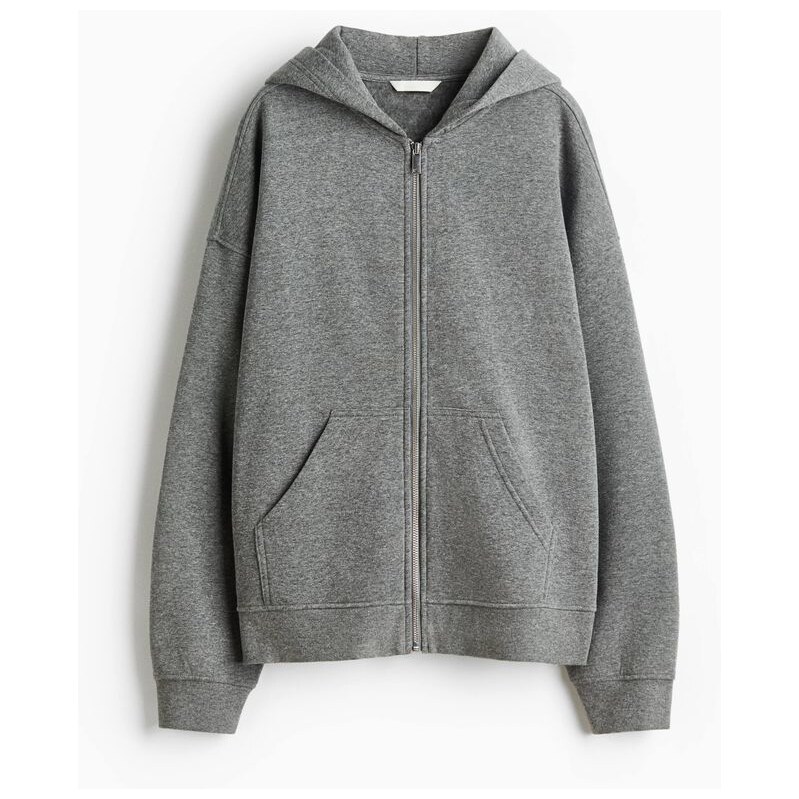 H&M - Bunda na zips kapucí - šedá 111324946