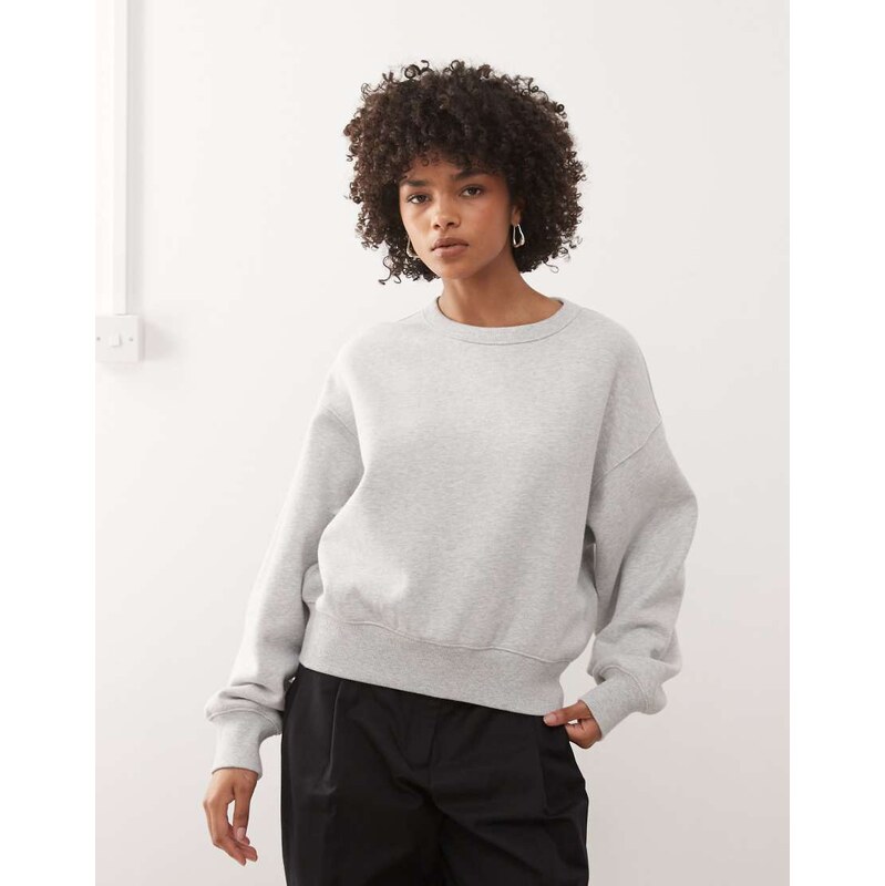 Weekday oversized boxy fit sweatshirt in grey melange 115087358