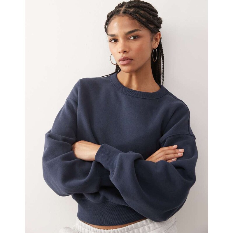 Weekday oversized boxy fit sweatshirt in navy 113263785