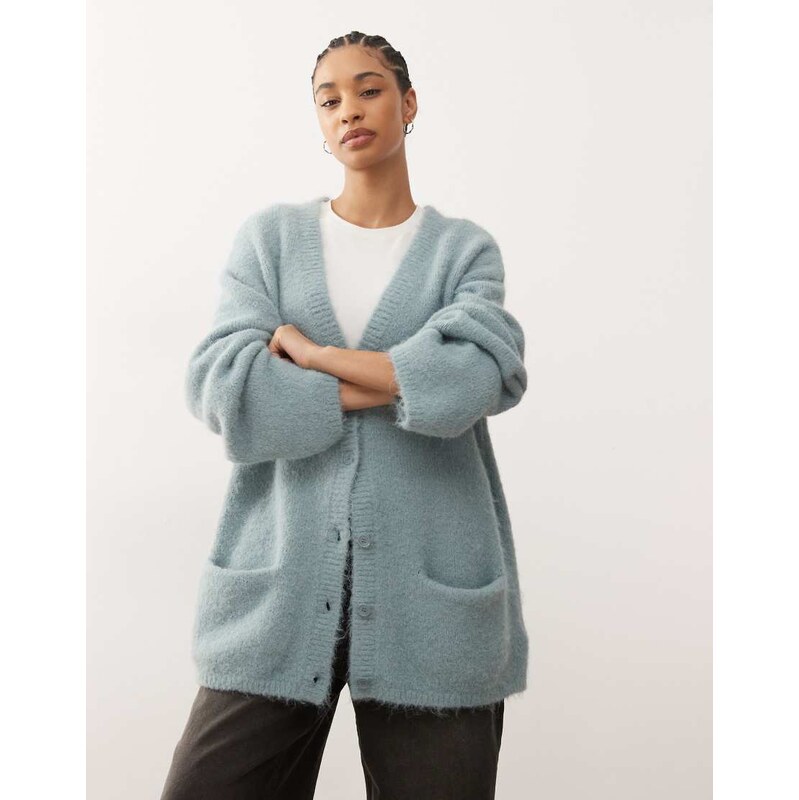 Monki oversized cardigan in dusty blue