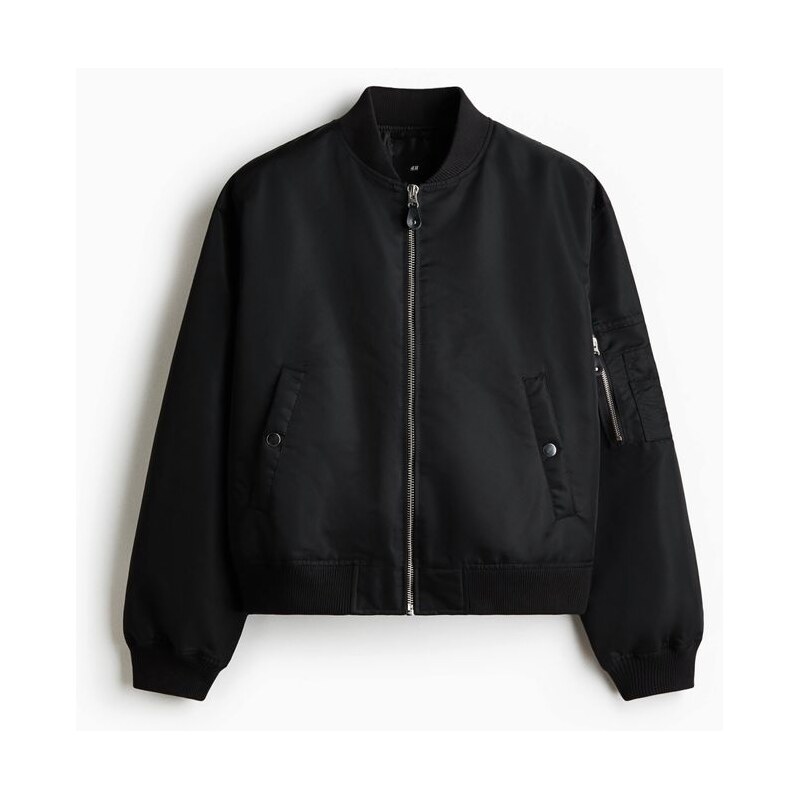 H&M - Vatovaný nylonový bomber - Černá