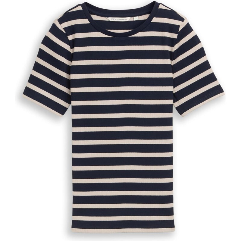 TOM TAILOR DENIM Tričko béžová / marine modrá 111291854
