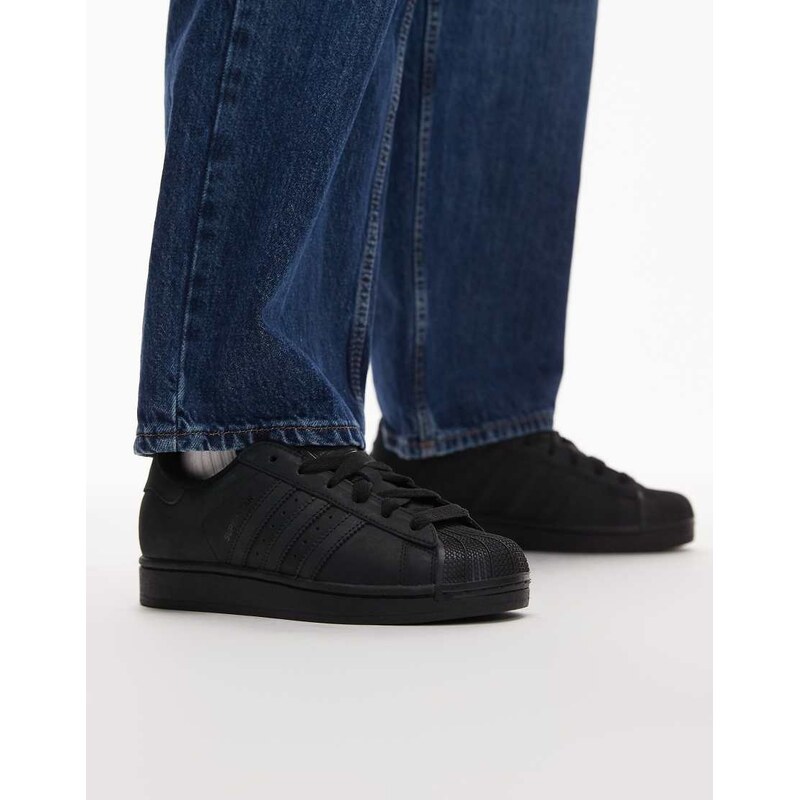 adidas Originals Superstar II trainers in suede triple black