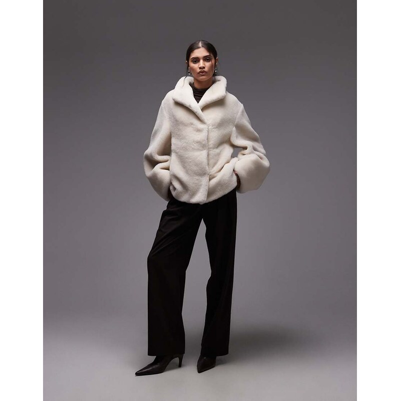 & Other Stories pure wool faux fur jacket in off white 112173739