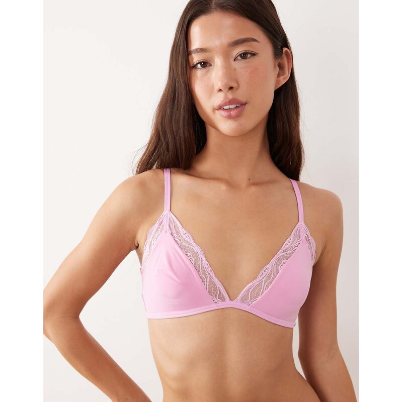 Calvin Klein Sensual Stretch unlined triangle lace bra in candy pink 111322028