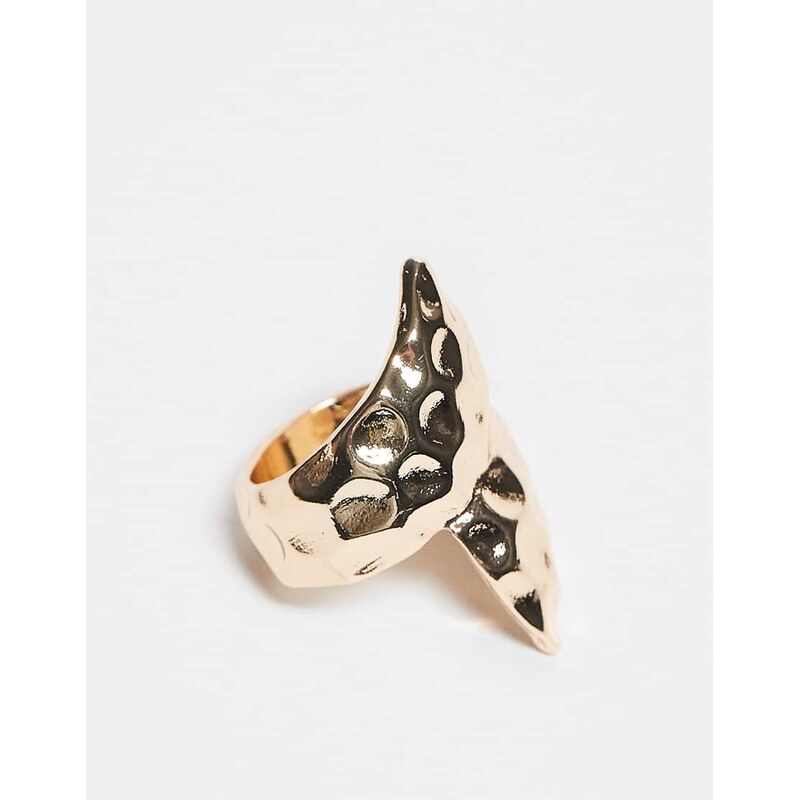 ASOS DESIGN ring with wrap-around design in texured brushed gold tone 112930450