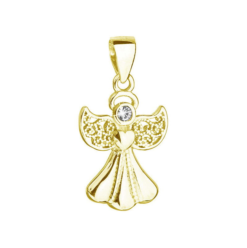 Pozlacený přívěsek anděl se Swarovski krystaly 34262.1