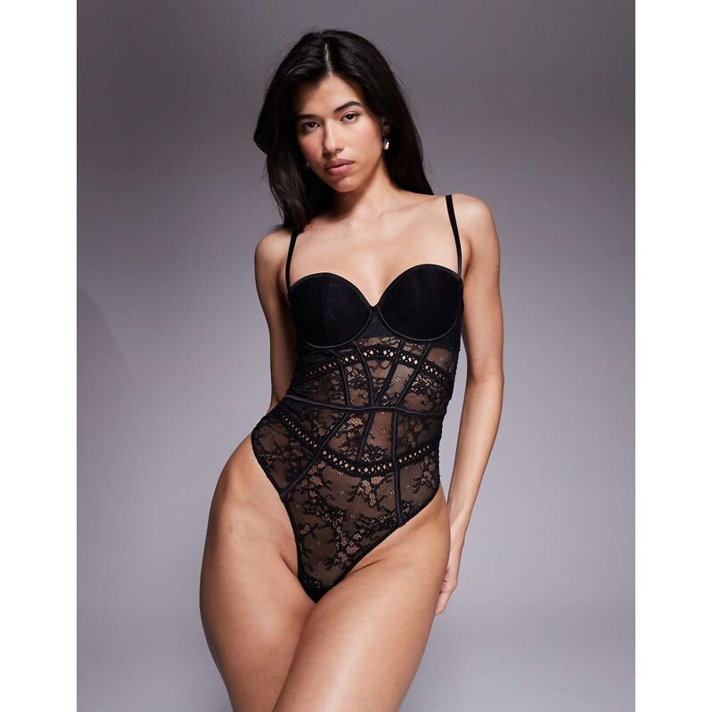 Ann Summers Love Affair lace Bodysuit with detatchable straps in black 111324195