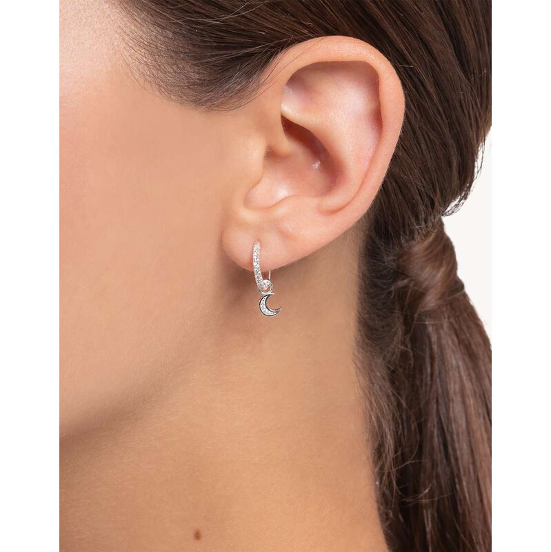 Thomas Sabo single hoop earring with white stones in silver - SILVER 115495909