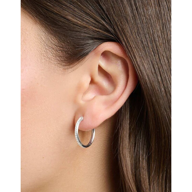 Thomas Sabo hoop earrings with white stones in silver - SILVER 115504832