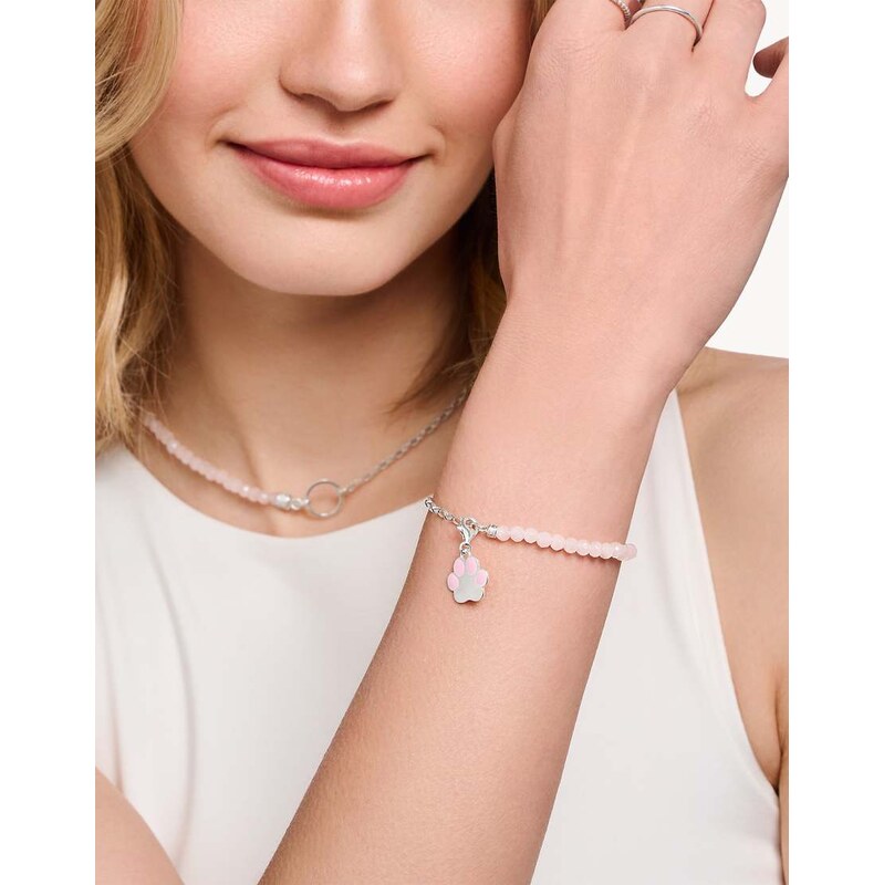 Thomas Sabo beaded charm bracelet with rose quartz and charmista coin 115495949
