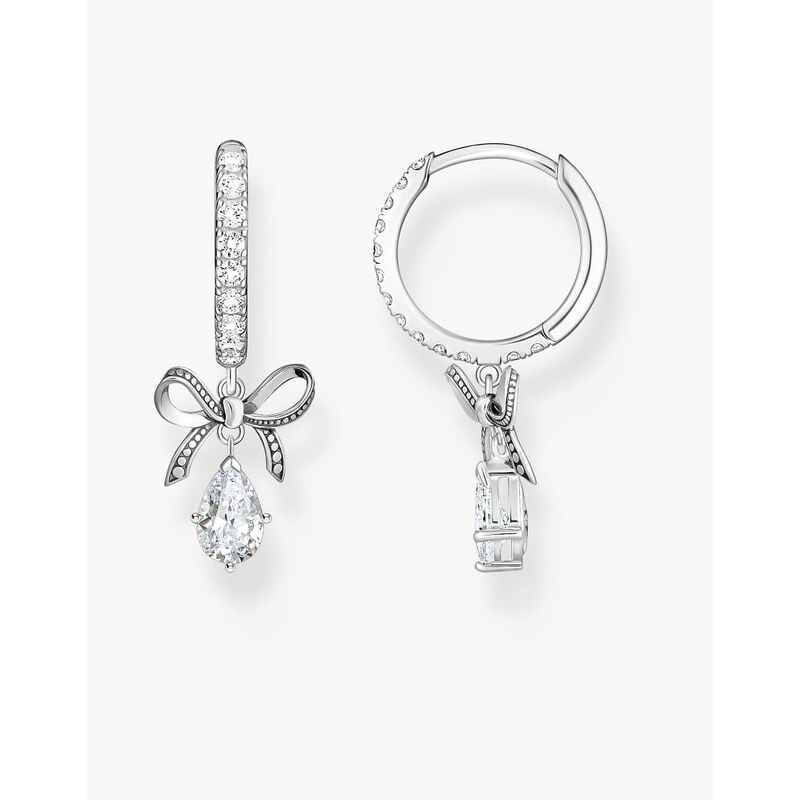 Thomas Sabo hoop earrings with bow pendant in sterling silver - SILVER 115495933