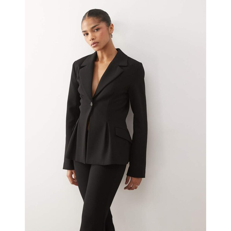 Monki cinched waist blazer suit co-ord in black 112247493