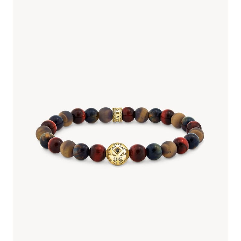Thomas Sabo Gold-plated bead bracelet with blue gold and red tigers 115499494
