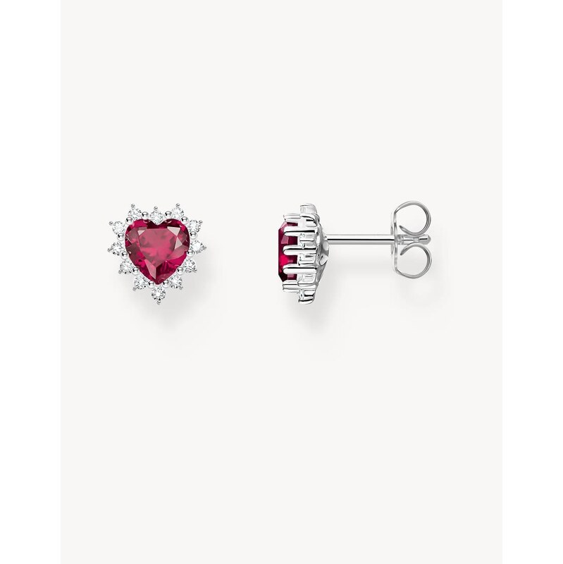 Thomas Sabo Heart shaped stud earings in silver and red - SILVER 115499498
