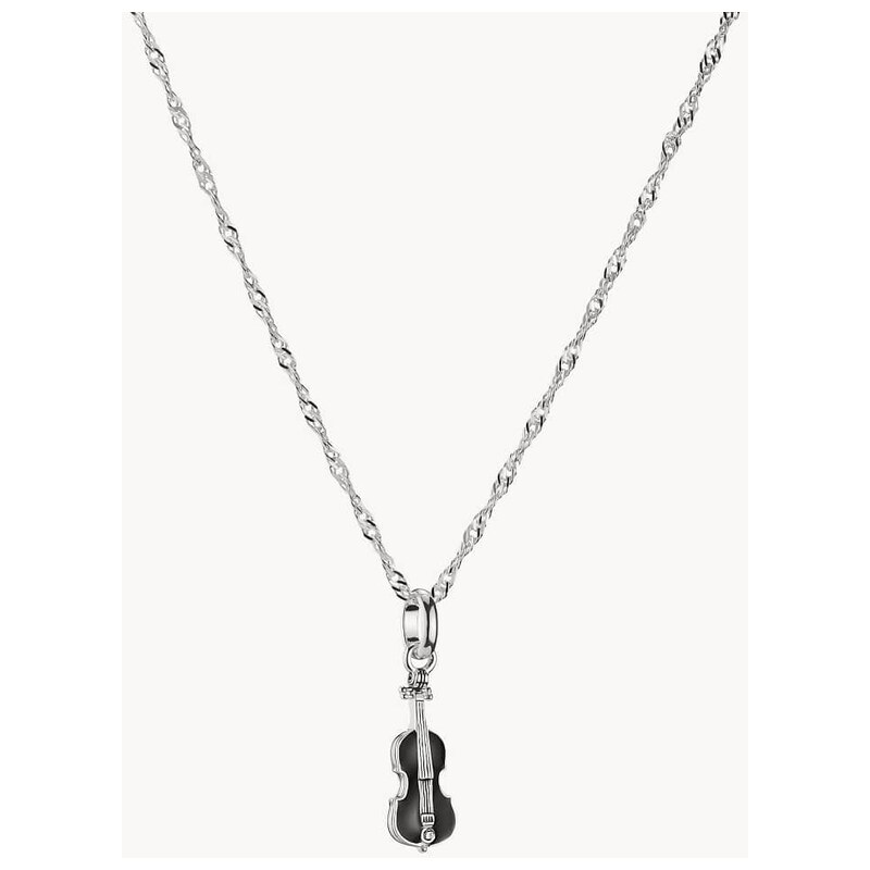 Thomas Sabo Guitar Pendant Necklace in silver, black and white -