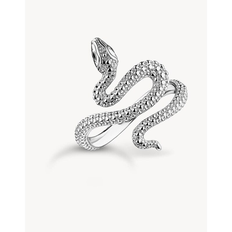 Thomas Sabo Silver snake ring tempting romance in black, silver