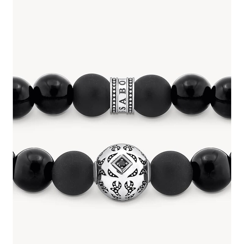 Thomas Sabo Silver blackened beads bracelet with obsidian in silver, 115496041
