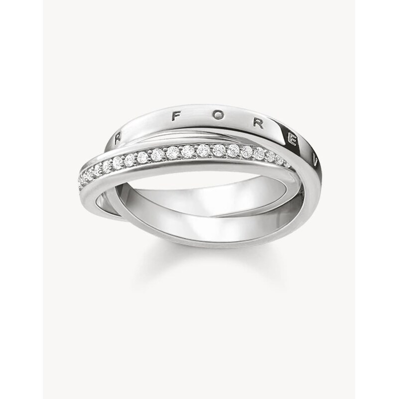 Thomas Sabo Engraved Ring in silver and white - SILVER 115499537