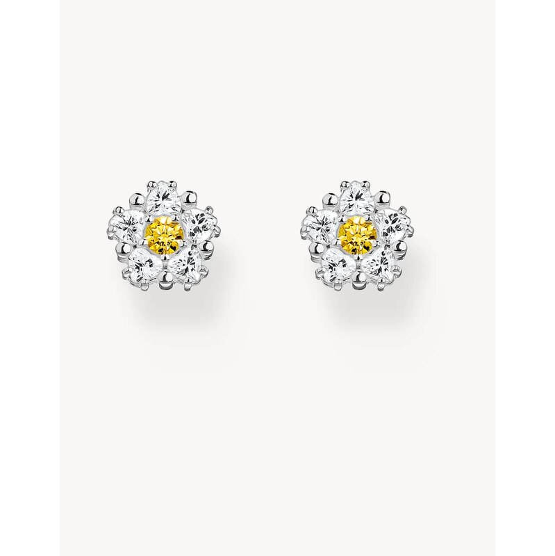 Thomas Sabo Silver small daisy studs in silver, white, gold - GOLD 115495992