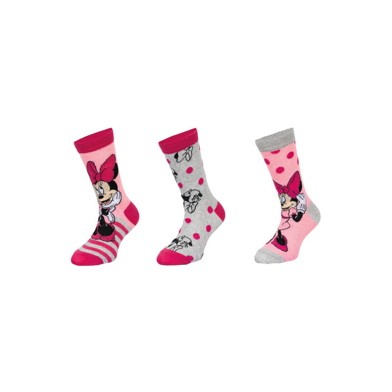 Trenýrkárna 3PACK dětské ponožky Minnie vícebarevné (39717/pink)