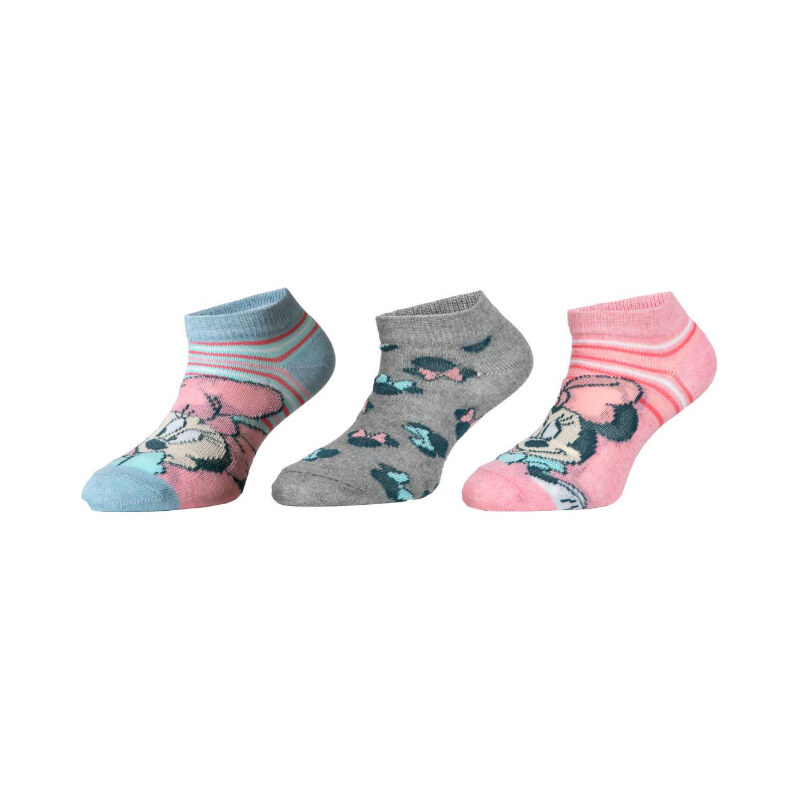 Trenýrkárna 3PACK dětské ponožky Minnie vícebarevné (38614/grey)