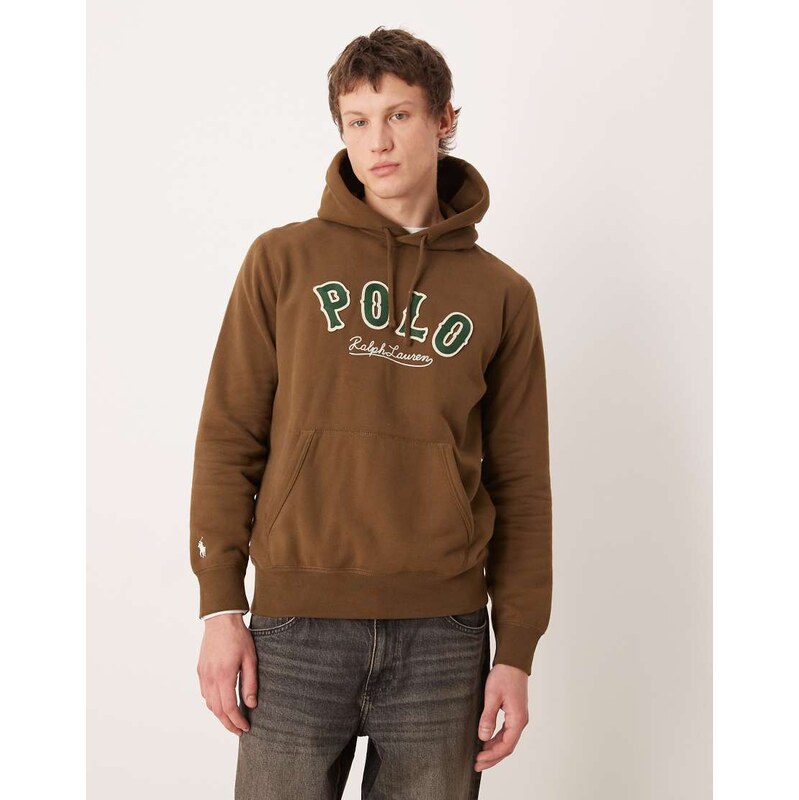 Polo Ralph Lauren large logo fleece hoodie in brown