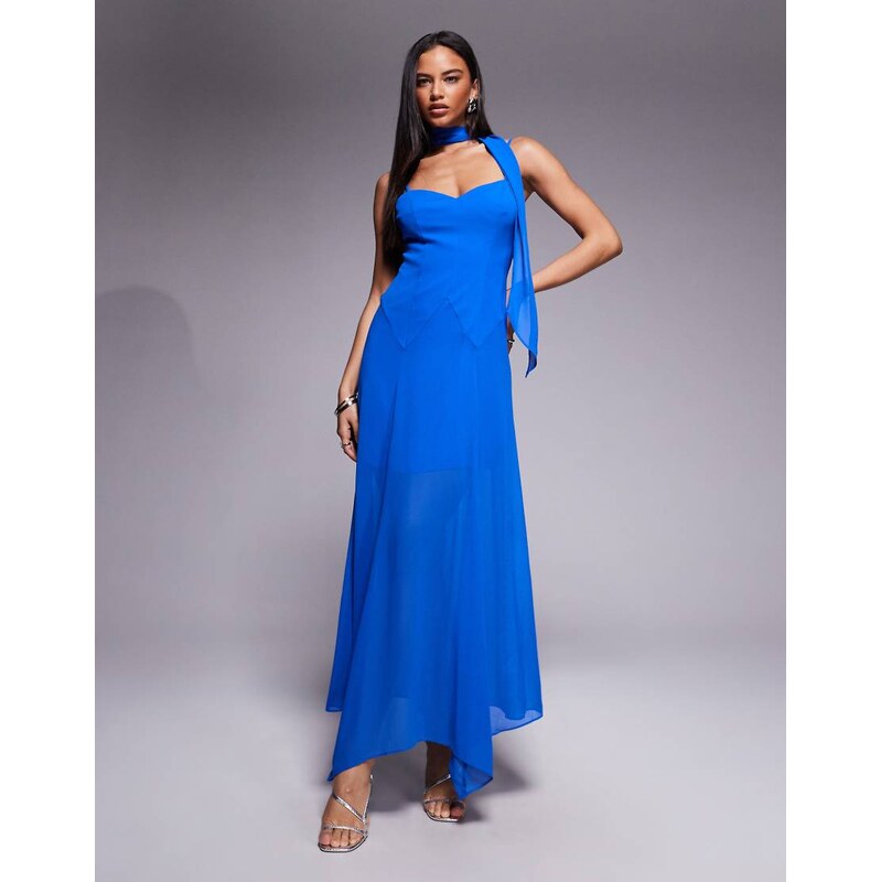 Forever New scarf neck cami strap hanky hem maxi dress in