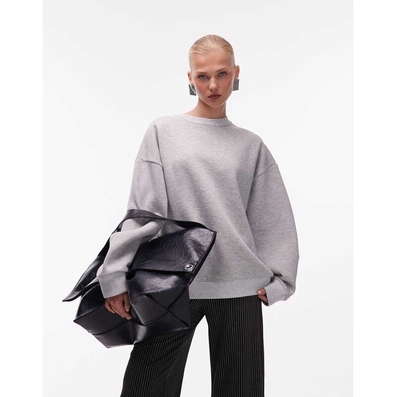 ASOS DESIGN heavyweight sweatshirt with balloon sleeve in grey