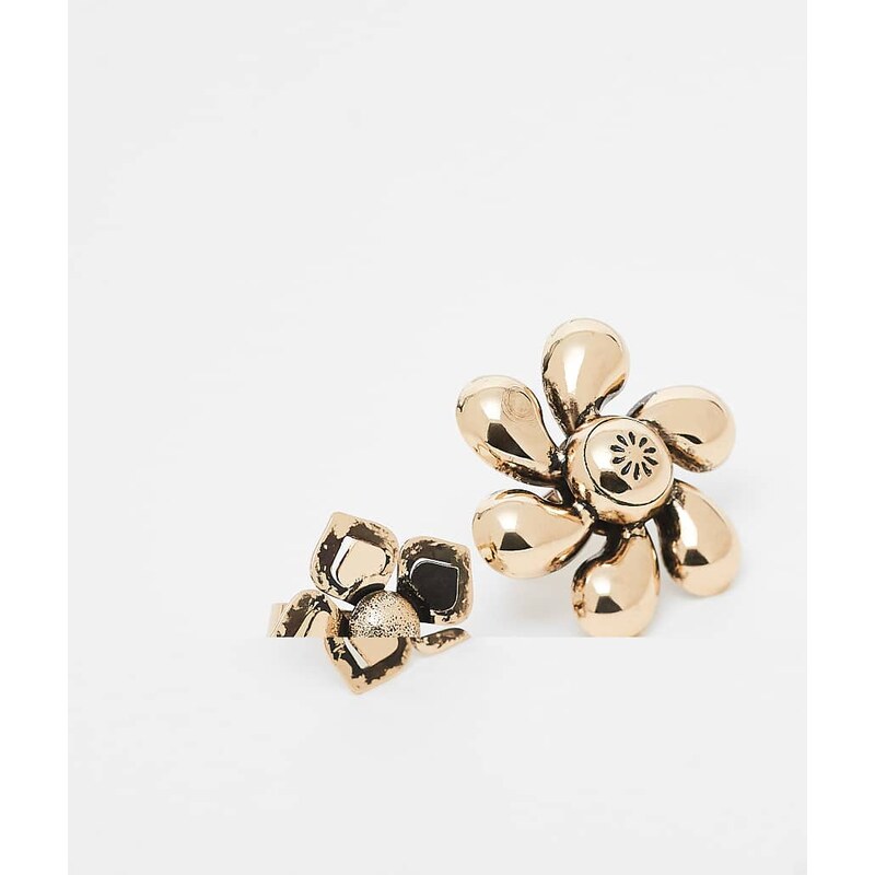 Reclaimed Vintage 2 pack oversized floral ring set in burnished gold 111325676