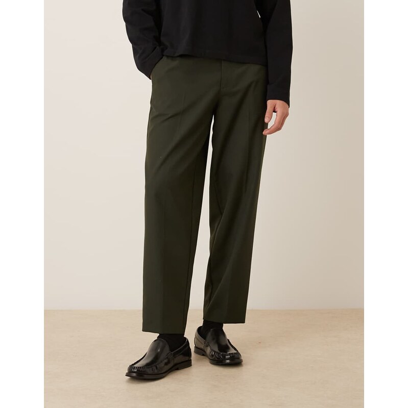 ASOS DESIGN smart oversized tapered trousers in green