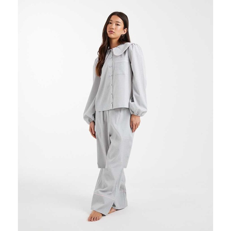 Threadbare seersucker gingham print pyjamas with peter pan