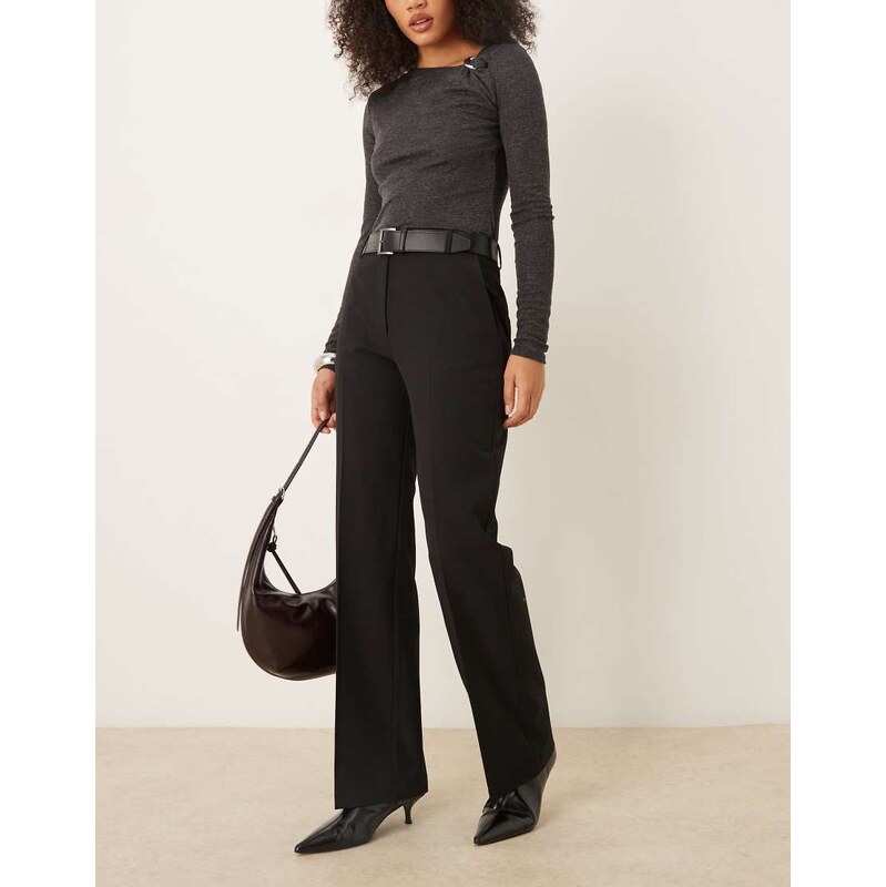 ASOS DESIGN tailored slim straight leg trousers with belt in