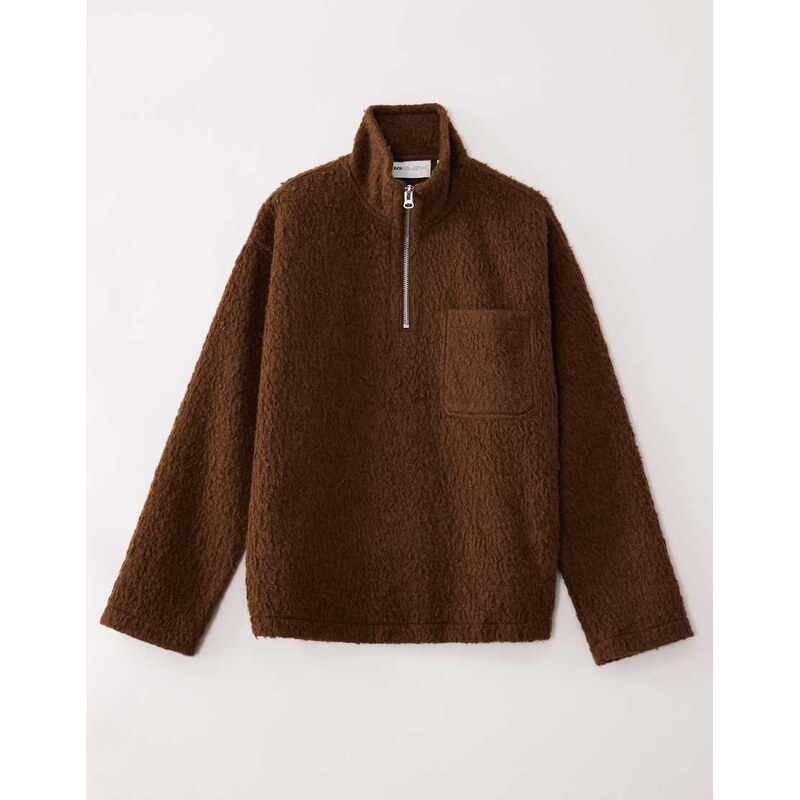 ASOS COLLECTIVE oversized super heavyweight borg quarter zip