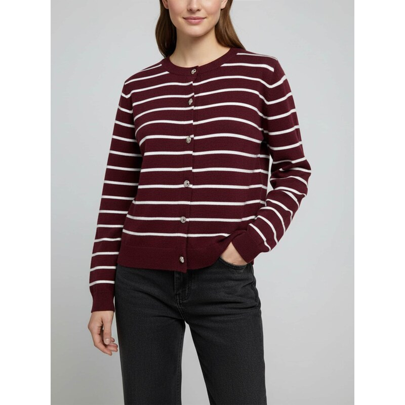Sinsay - Pruhovaný kardigan na knoflíky - burgundy 111328604
