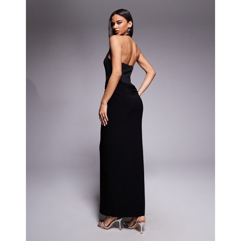 Forever New structured high neck halter neck drape waist maxi