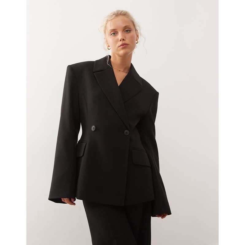 Weekday premium co-ord double breasted blazer in black 115740641