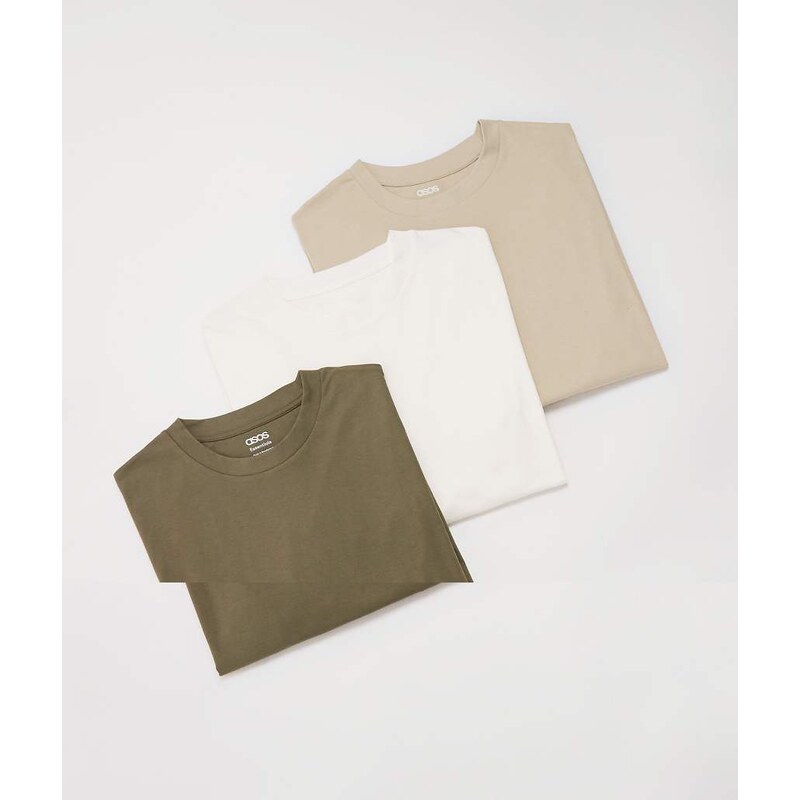 ASOS DESIGN Essentials 3 pack relaxed long sleeve t-shirts in