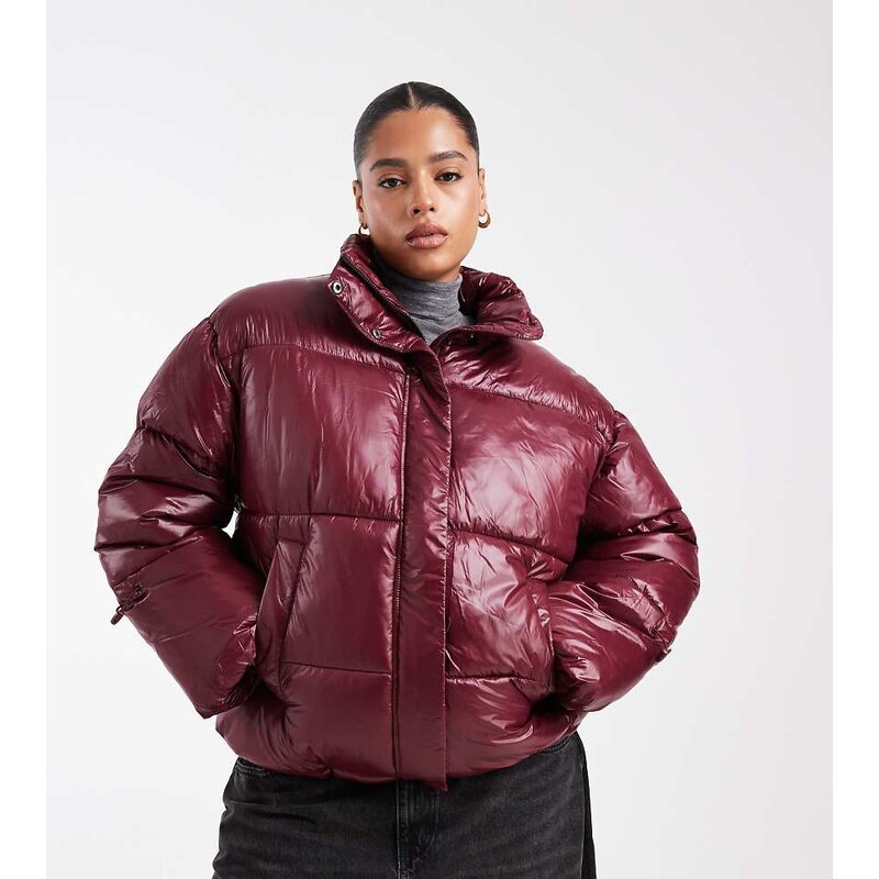 Noisy May Curve shiny puffer in burgundy-Red 111335903