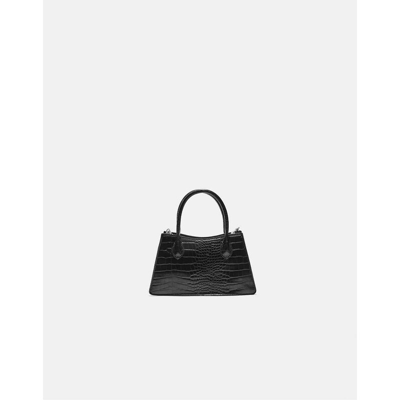 Stradivarius Trapeze shoulder bag with coconut effect in black 111336090