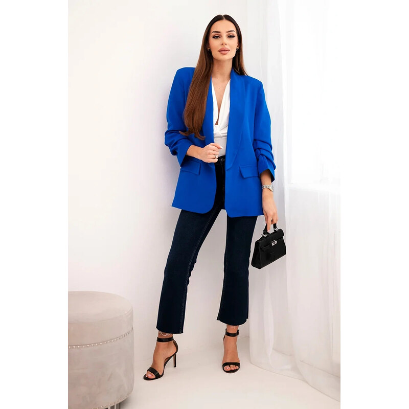 K-Fashion Bunda s klopou elegantní chrpově modrá 84234929