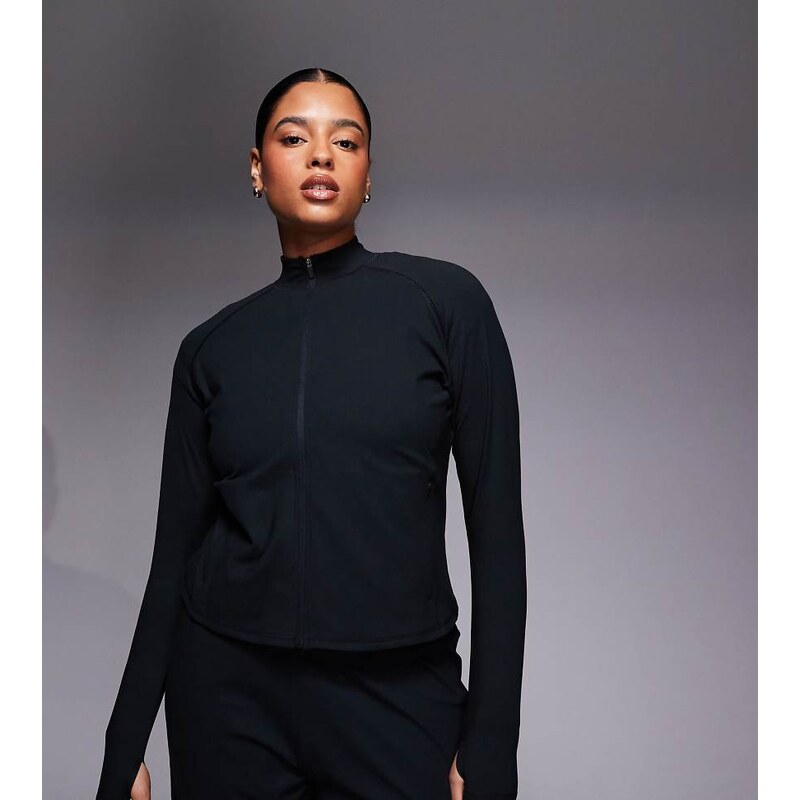 4505 Curve Icon soft touch zip up studio long sleeve top in