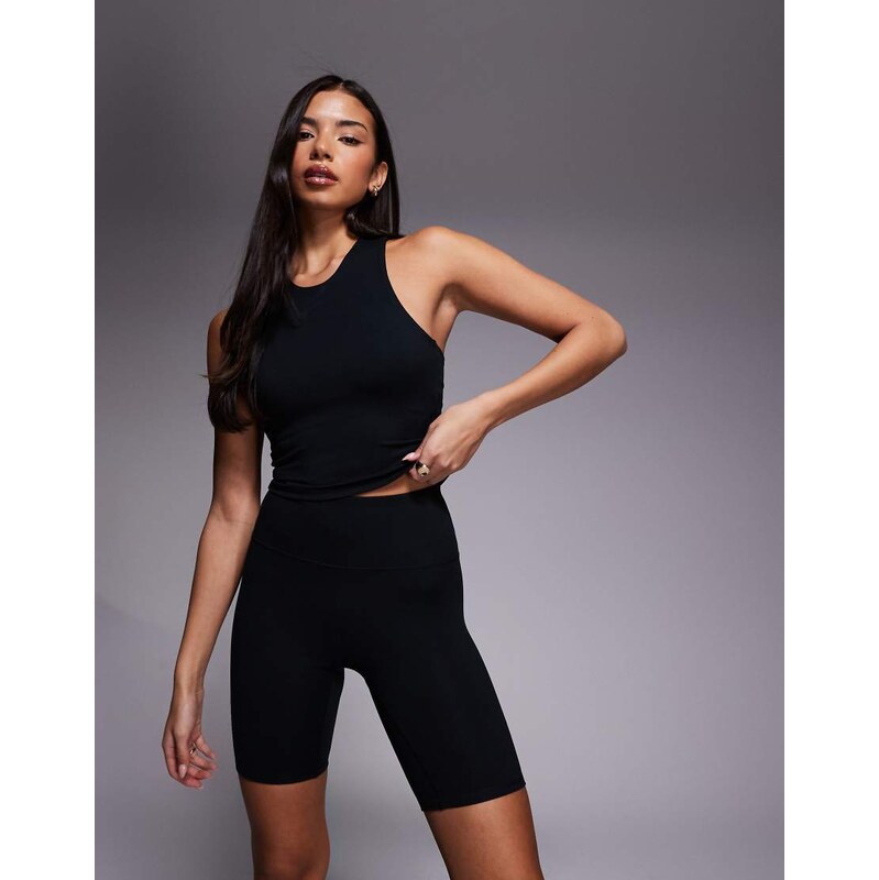 4505 Icon soft touch high waist 8 inch legging short in black 115516310