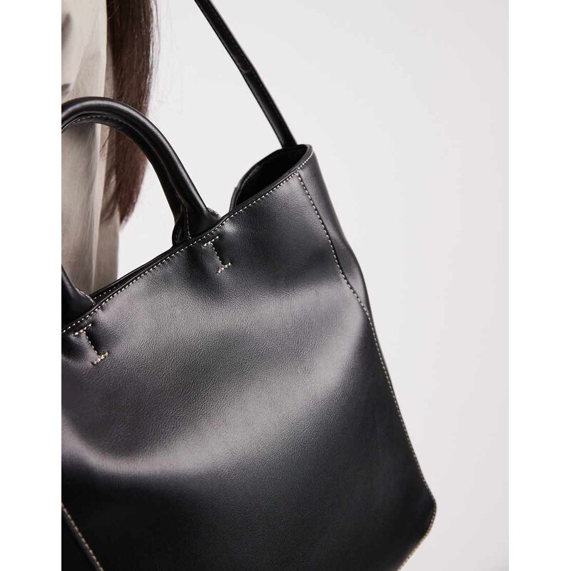 ASOS DESIGN tote bag with double handle and contrast stitch in